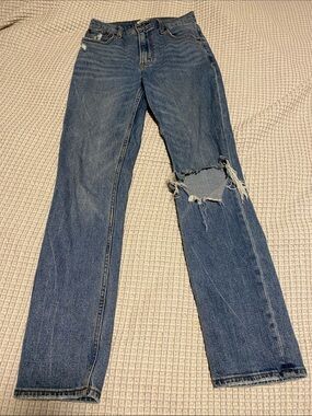 Abercrombie & Fitch Distressed Straight-Leg Jeans in Blue